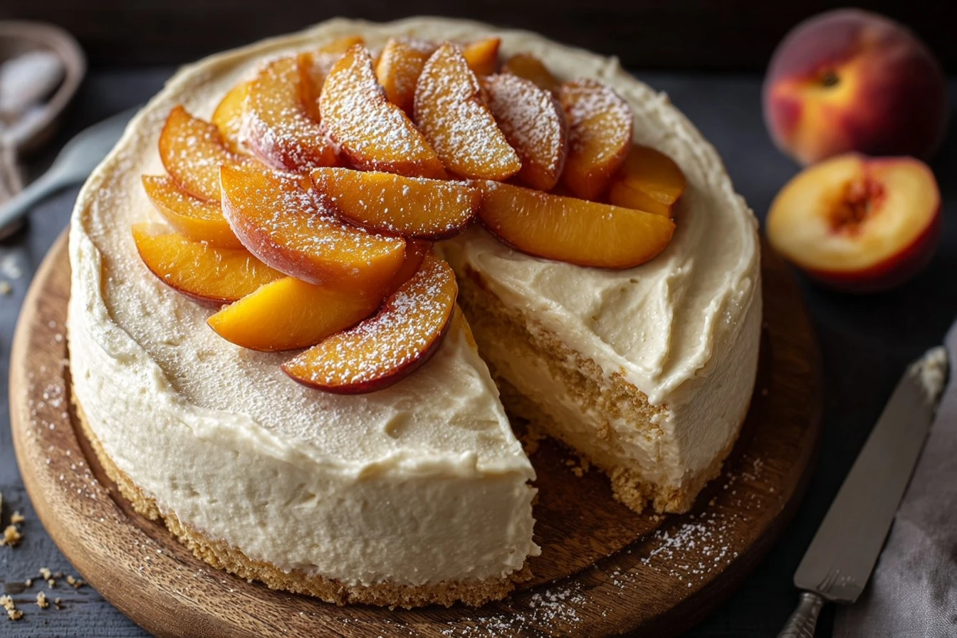 Easy 30 Minute Peach Cream Cheese Cake Quick Peach Cream Cheese Dessert Recipe Best Peach Cream Cheese Cake Under 30 Minut...