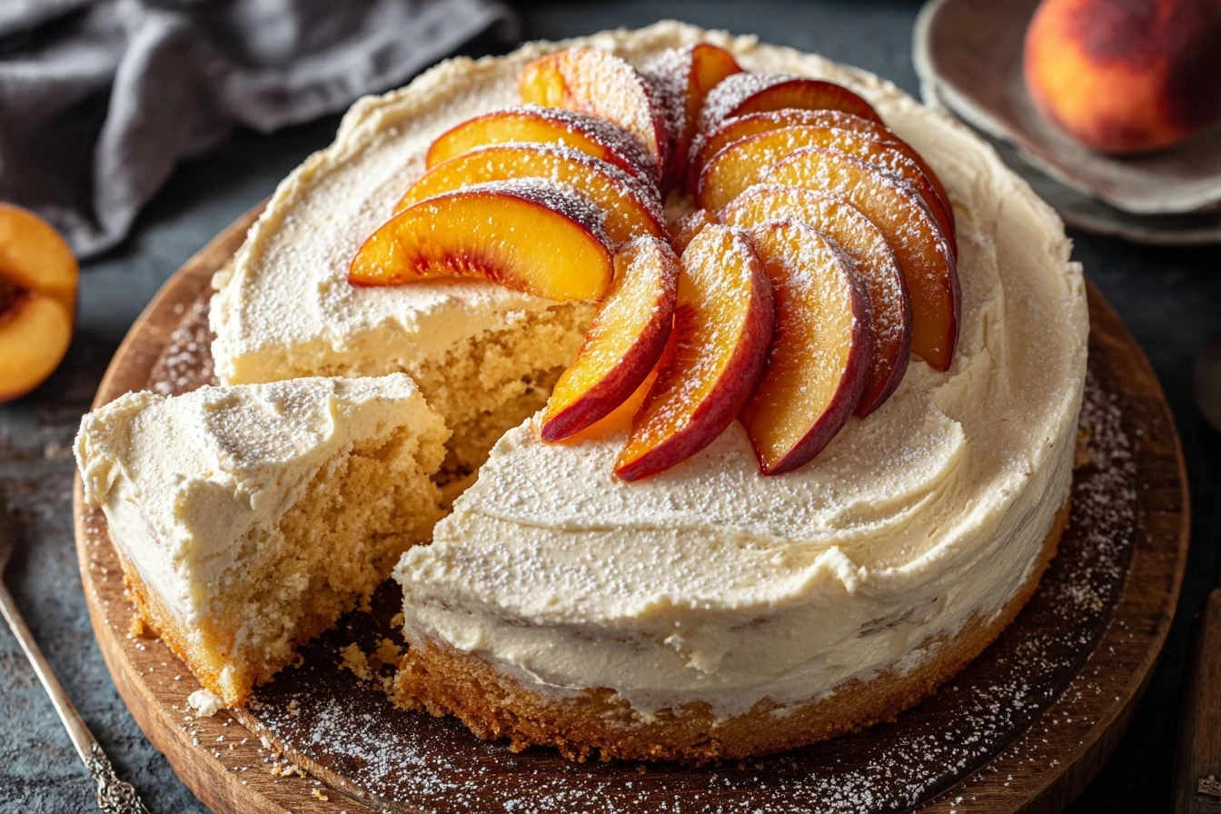 Easy 30 Minute Peach Cream Cheese Cake Quick Peach Cream Cheese Dessert Recipe Best Peach Cream Cheese Cake Under 30 Minut...