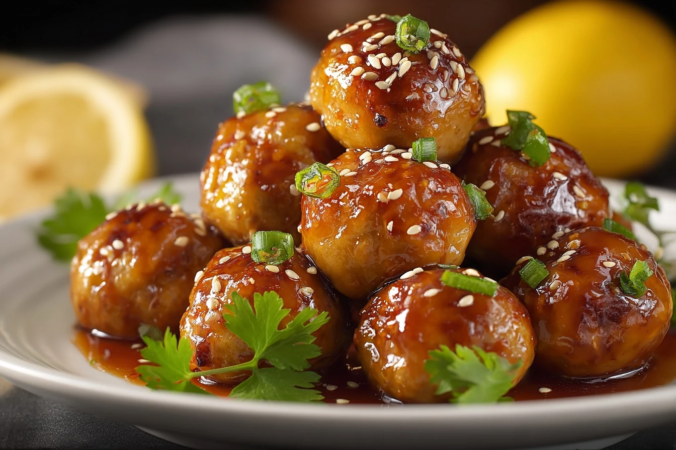 Easy Honey Lemon Chicken Meatballs Recipe Quick Honey Lemon Meatball Dinner 30 Minute Chicken Meatball Recipe Honey Lemon ...