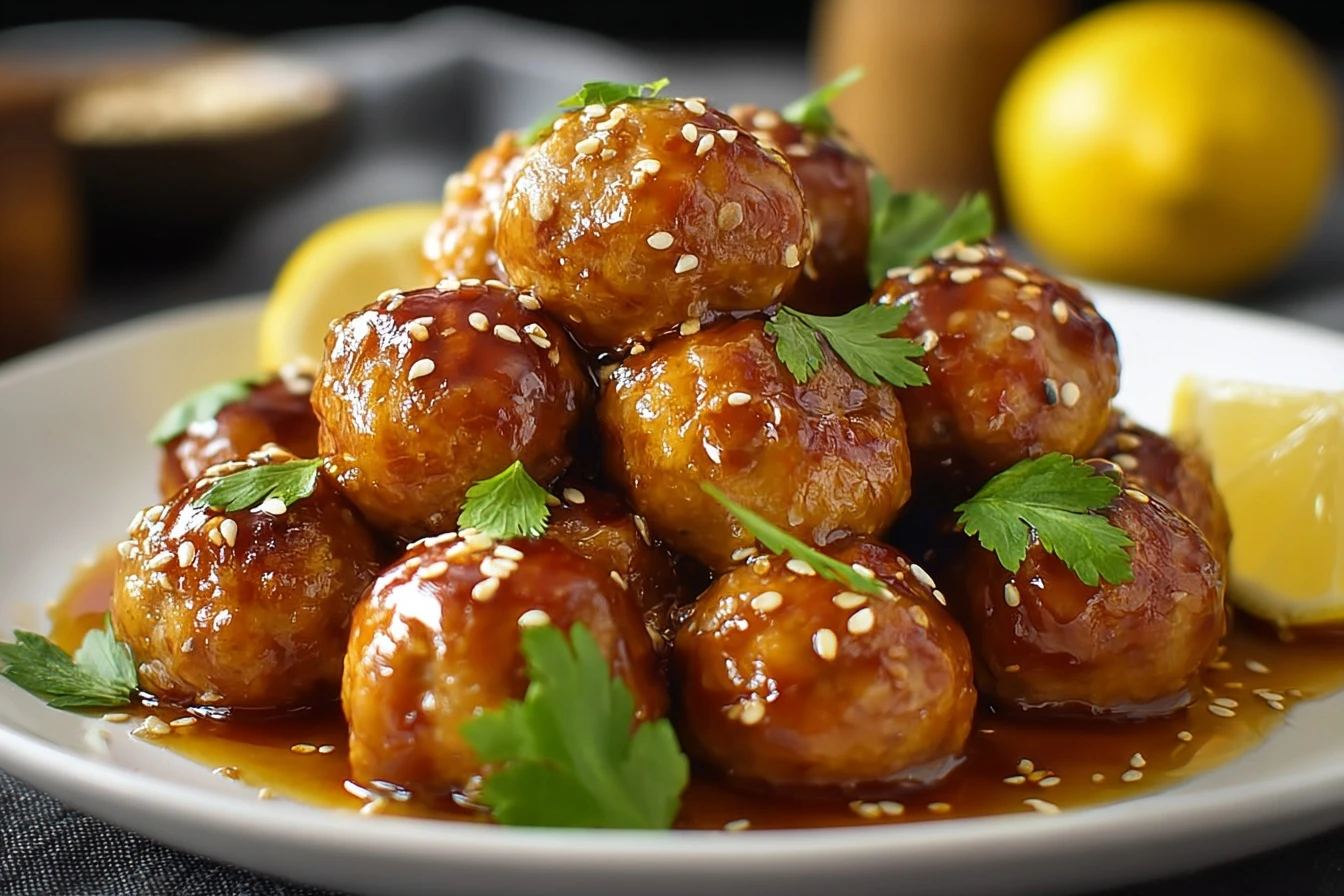 Easy Honey Lemon Chicken Meatballs Recipe Quick Honey Lemon Meatball Dinner 30 Minute Chicken Meatball Recipe Honey Lemon ...