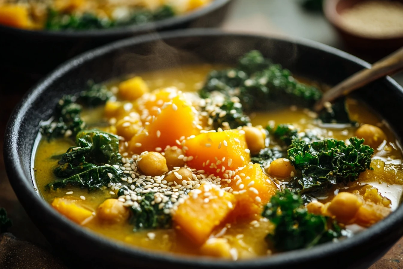 Easy Kabocha Chickpea Miso Soup Recipe One-pot Kabocha Soup For Dinner Quick Vegan Miso Soup With Chickpeas Best One-pot K...