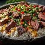 Easy Steak Queso Rice Recipe Quick Tex-Mex Dinner Ideas 10-minute Steak Rice Skillet Best Steak Queso Rice Meals How To Ma...