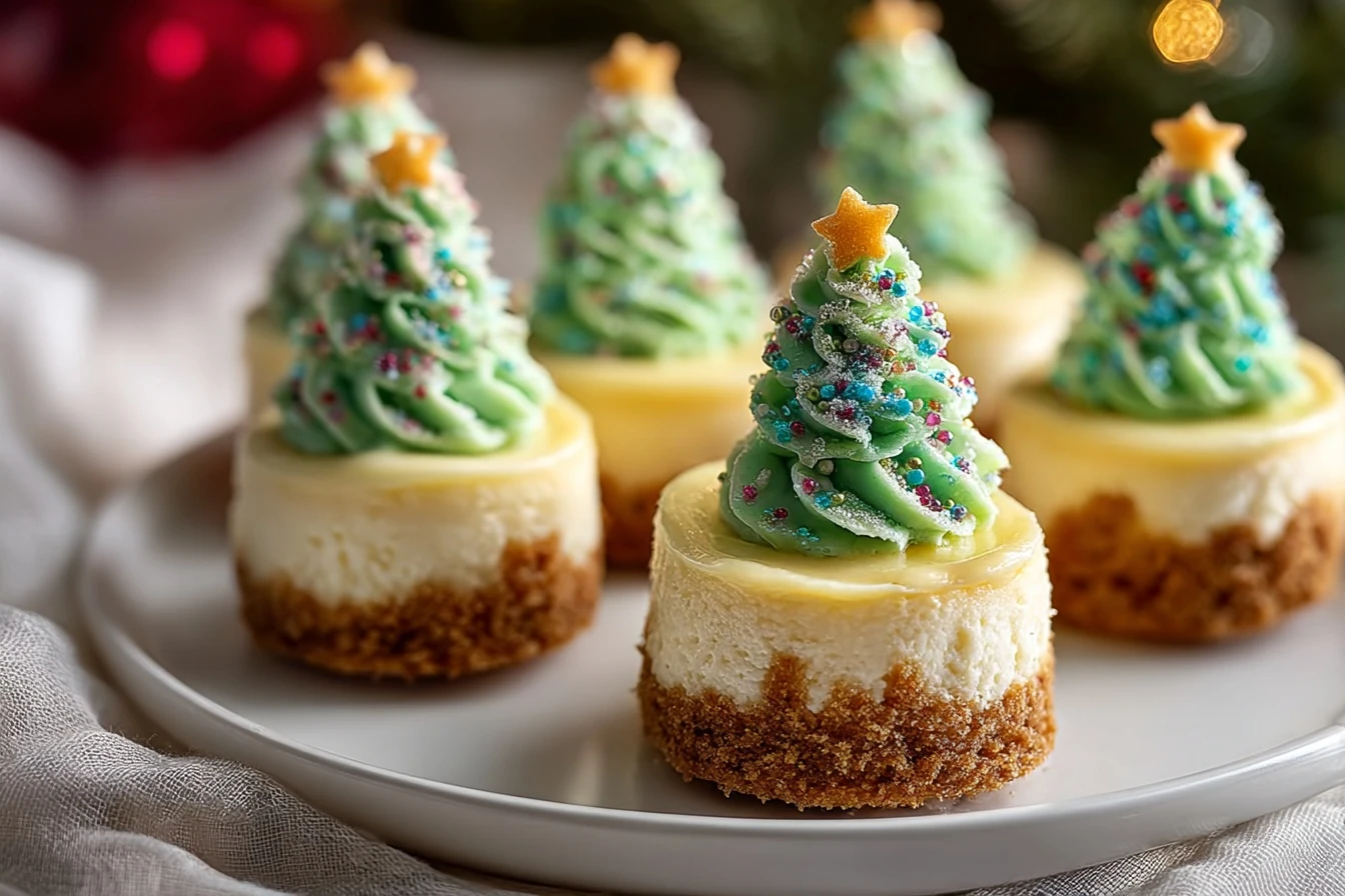 Best Christmas Mini Tree Cheesecakes Easy Christmas Tree Cheesecake Recipe Mini Tree Cheesecake Ideas How To Make Tree Sha...