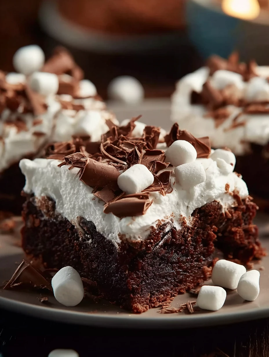 Best Hot Chocolate Brownies Recipe With Marshmallow Easy Marshmallow Frosted Brownie Recipe Gourmet Brownies With Marshmal...