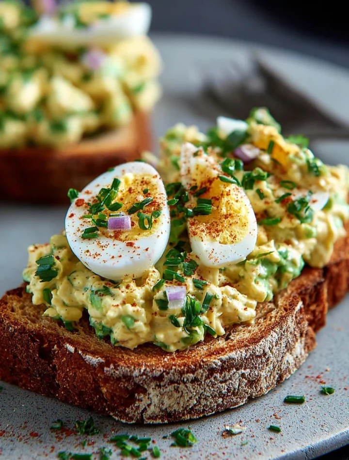Creamy Avocado Egg Salad Toast Smoked Paprika Vegetarian