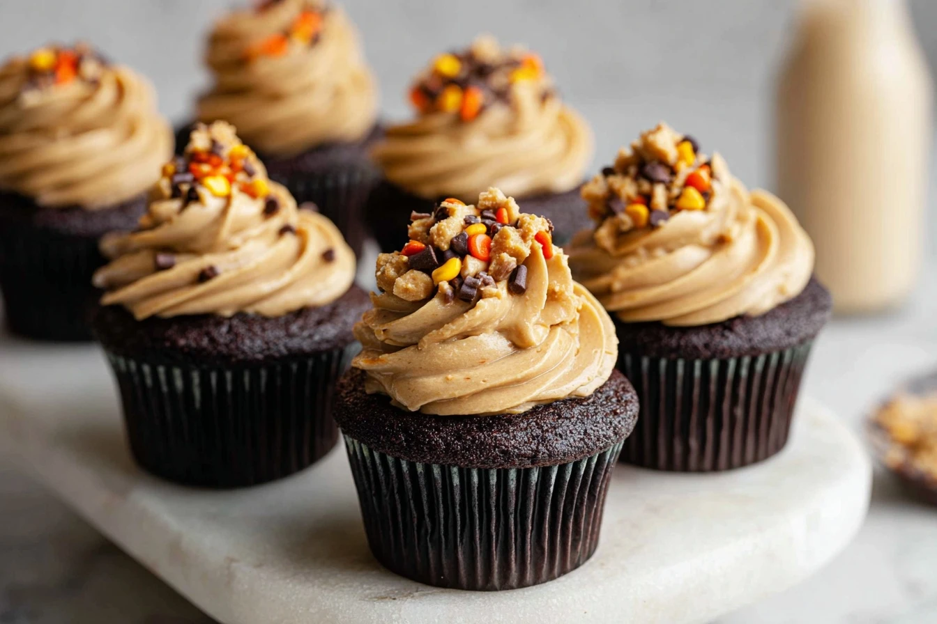 Dark Chocolate Cupcakes With Peanut Butter Frosting Recipe Best Dark Chocolate Peanut Butter Cupcakes Gourmet Dark Chocola...