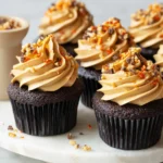 Dark Chocolate Cupcakes With Peanut Butter Frosting Recipe Best Dark Chocolate Peanut Butter Cupcakes Gourmet Dark Chocola...