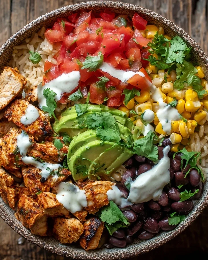 Easy 20-minute Chicken Burrito Bowl Recipe Quick Chicken Burrito Bowl Dinner Healthy Chicken Burrito Bowl Under 30 Minutes...