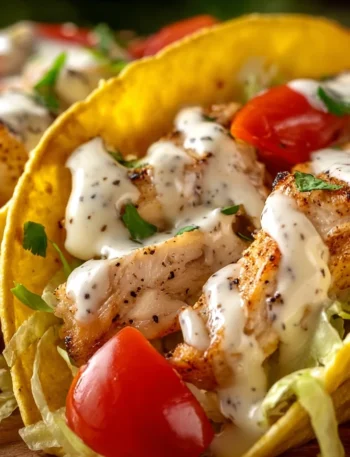 Easy 30-minute Chicken Alfredo Tacos Quick Chicken Alfredo Taco Recipe Homemade Chicken Alfredo Taco Delight Simple Chicke...