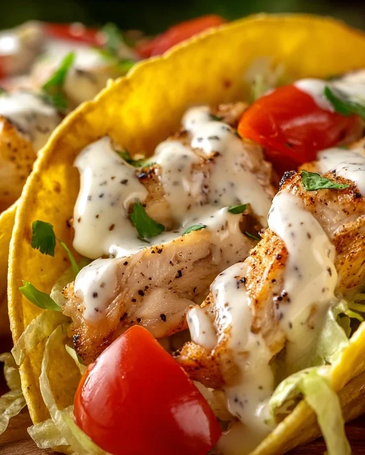 Easy 30-minute Chicken Alfredo Tacos Quick Chicken Alfredo Taco Recipe Homemade Chicken Alfredo Taco Delight Simple Chicke...