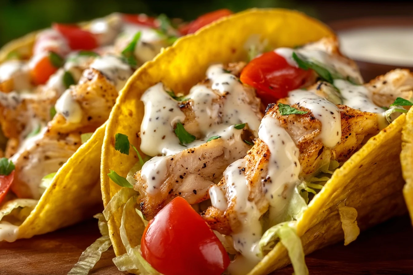 Easy 30-minute Chicken Alfredo Tacos Quick Chicken Alfredo Taco Recipe Homemade Chicken Alfredo Taco Delight Simple Chicke...