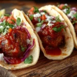 Easy BBQ Meatball Street Tacos Recipe Homemade BBQ Meatball Taco Ideas Best BBQ Meatball Tacos For Parties Gluten-free BBQ...