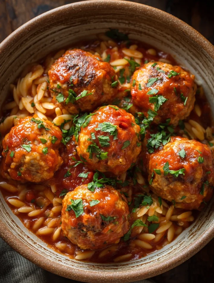 Easy Chicken Meatballs And Orzo Recipe Homemade Chicken Meatball Orzo Soup Best Spices For Chicken Meatballs Orzo Gluten-f...