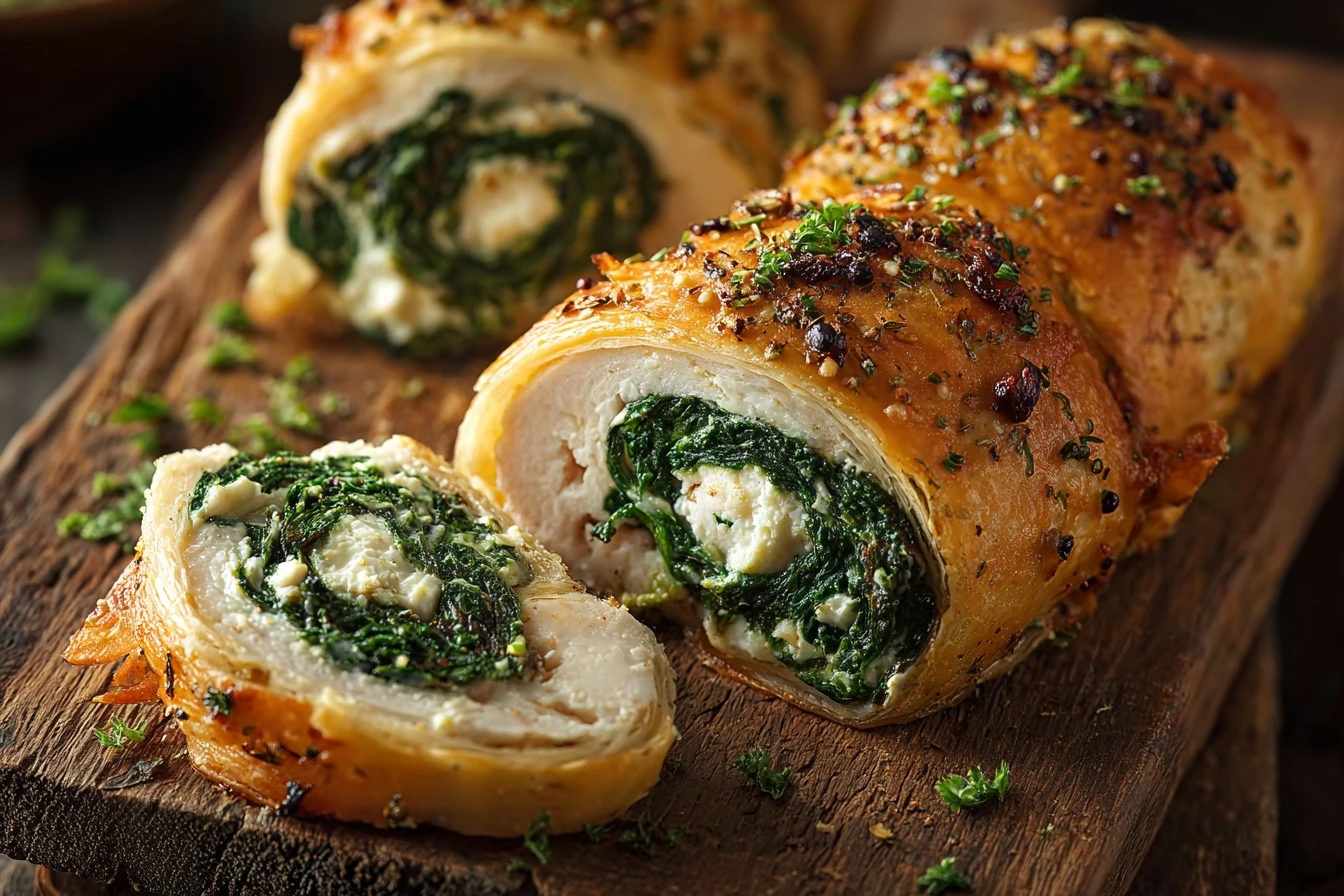 Easy Chicken Spinach Feta Roll-ups Recipe Quick Spinach Feta Chicken Dinner Best Rolled Chicken With Feta Recipe Low Carb ...