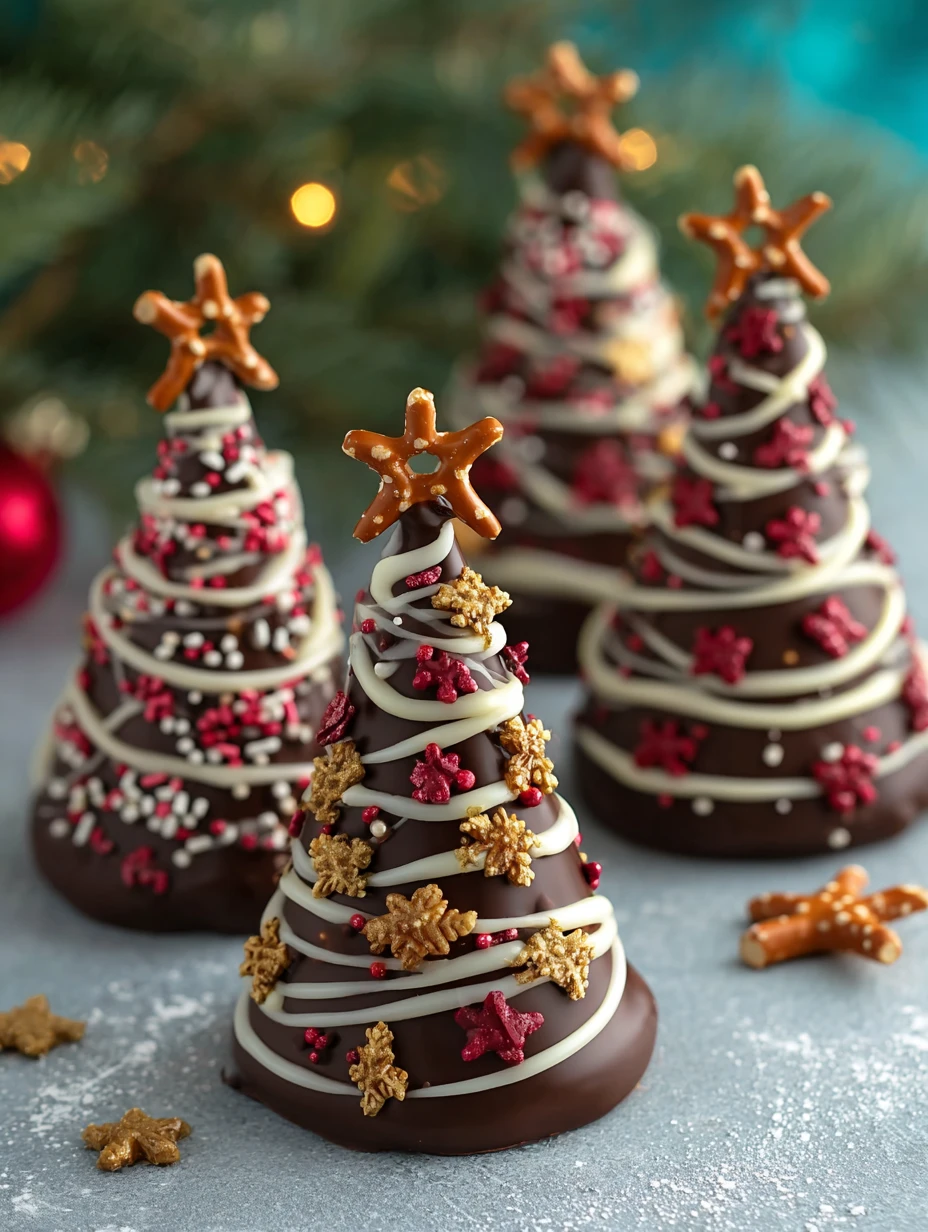 Easy Christmas Chocolate Trees Recipe Pretzel Stick Christmas Tree Tutorial Homemade Chocolate Dipped Pretzels Festive Pre...