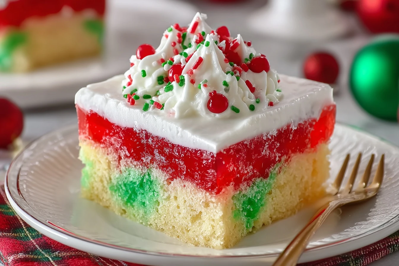 Easy Christmas Jello Poke Cake Recipe Best Jello Flavors For Poke Cake Christmas Dessert Ideas With Jello How To Make A Je...