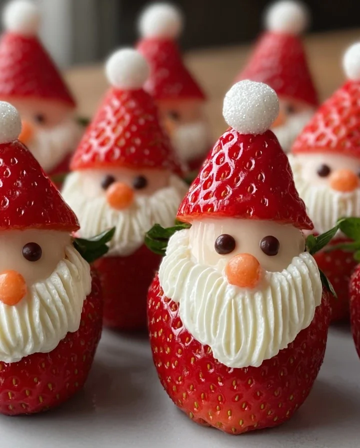 Easy Christmas Strawberry Santas Recipe Homemade Strawberry Santas For Kids Best Cream Cheese For Strawberry Santas Strawb...