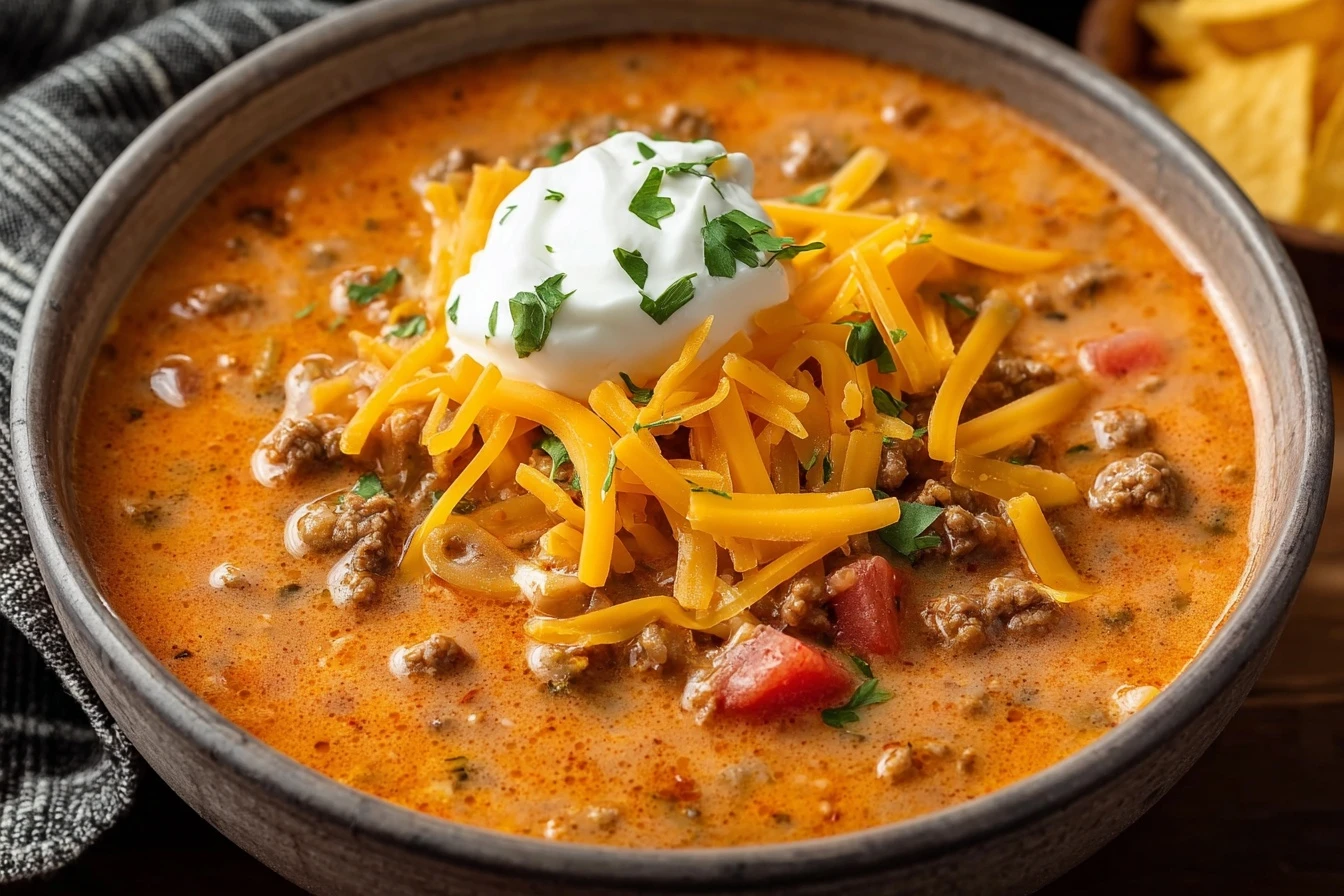 Easy Creamy Beef Taco Soup Recipe Slow Cooker Beef Taco Soup Guide How To Make Taco Soup In Slow Cooker Best Slow Cooker T...