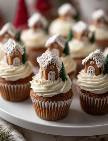 Easy Gingerbread House Cupcake Recipe Homemade Gingerbread Cupcake Bites Cute Holiday Treat Ideas DIY Mini Gingerbread Hou...