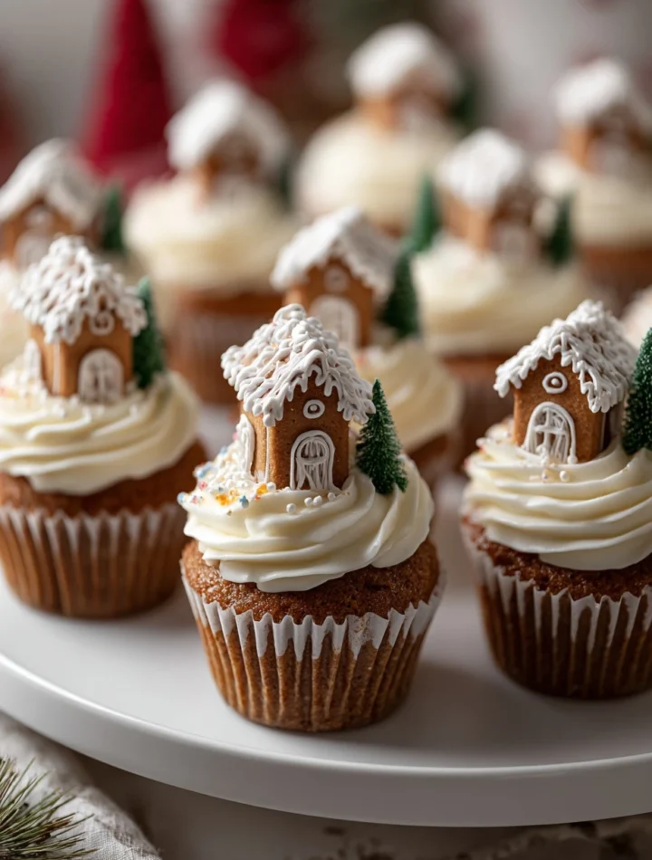 Easy Gingerbread House Cupcake Recipe Homemade Gingerbread Cupcake Bites Cute Holiday Treat Ideas DIY Mini Gingerbread Hou...