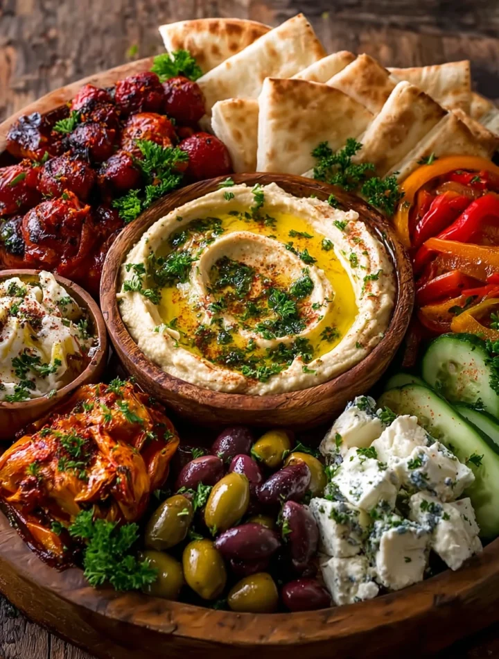 Mediterranean Mezze Tapas Platter Recipe Vegetarian Appetizer Hummus