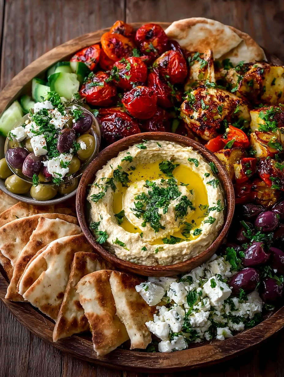 Mediterranean Mezze Tapas Platter Recipe Vegetarian Appetizer Hummus