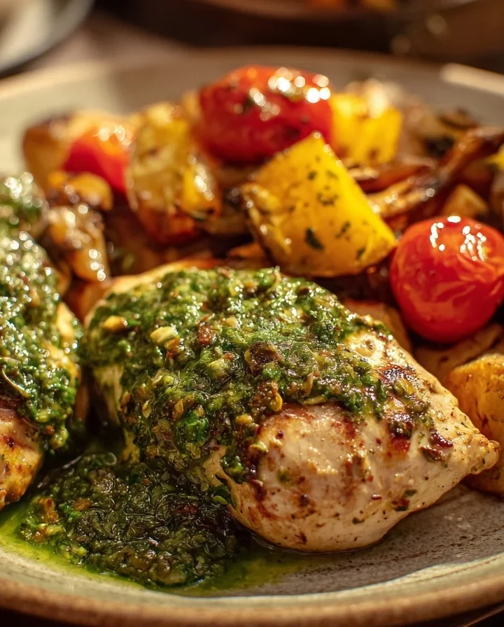 Easy Pesto Chicken With Veggies Recipe Quick Pesto Chicken Dinner Ideas Healthy Roasted Vegetable And Chicken Pesto Low Ca...