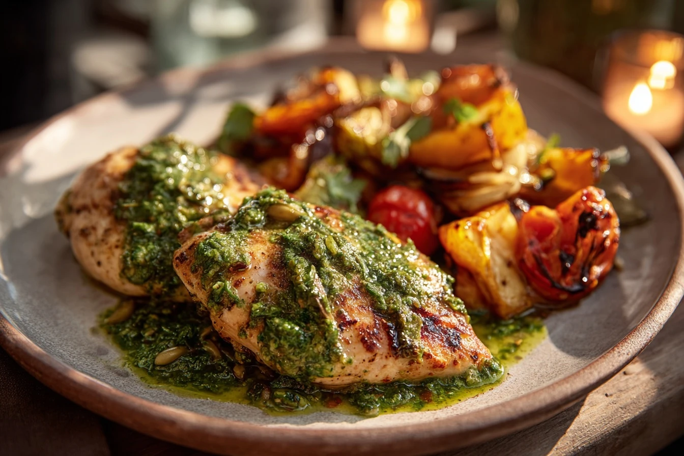 Easy Pesto Chicken With Veggies Recipe Quick Pesto Chicken Dinner Ideas Healthy Roasted Vegetable And Chicken Pesto Low Ca...