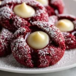 Festive Red Velvet Cookies Recipe Cream Cheese Thumbprint Cookies Easy Red Velvet Thumbprint Cookies Homemade Cream Cheese...