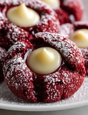 Festive Red Velvet Cookies Recipe Cream Cheese Thumbprint Cookies Easy Red Velvet Thumbprint Cookies Homemade Cream Cheese...