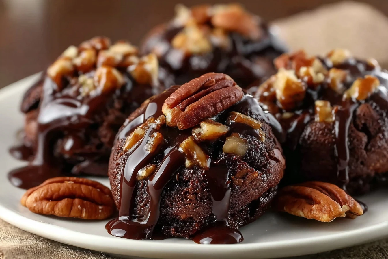 Gooey Pecan Pie Brownie Bombs