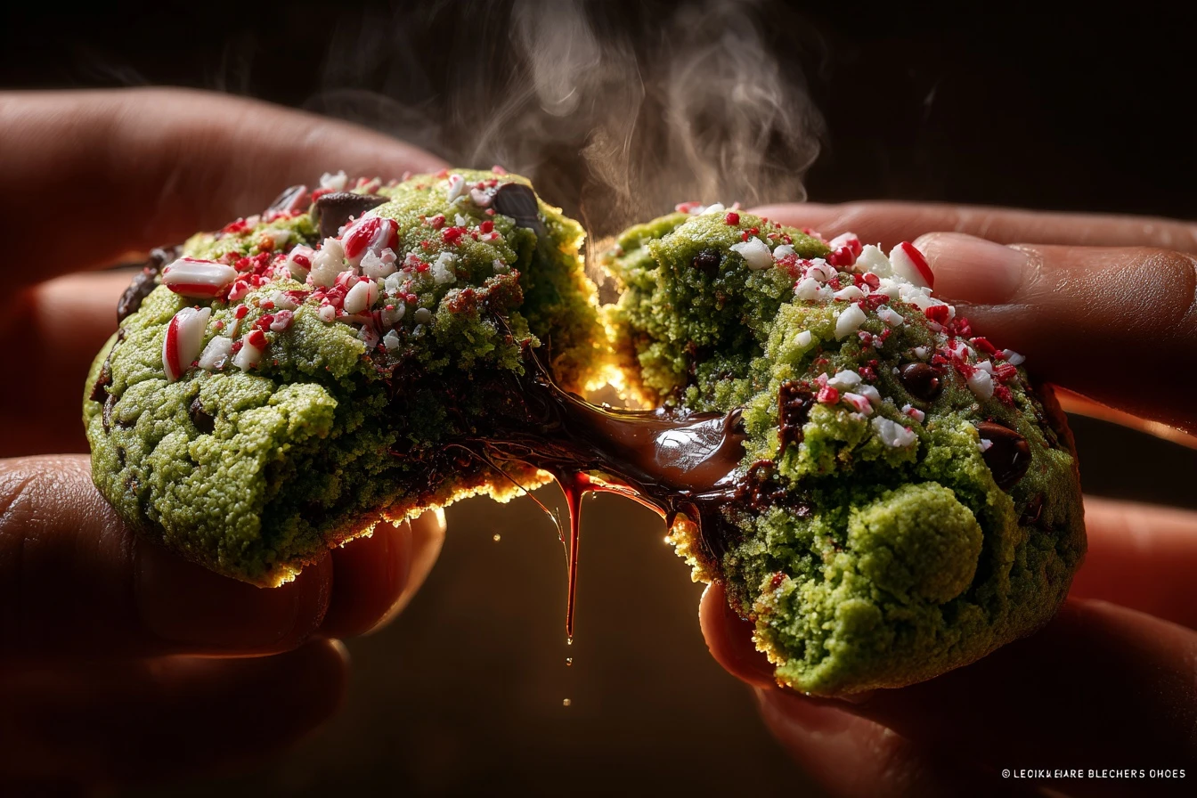 Grinch Peppermint Chocolate Chip Cookies Recipe Easy Gooey Grinch Cookies Tutorial Quick Green Chocolate Chip Cookies Guid...