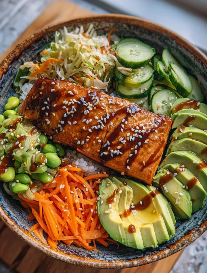 Healthy Crispy Salmon Rice Bowl Recipe Quick Avocado Salmon Rice Meal 25 Minute Salmon Rice Bowl Easy Salmon Avocado Veggi...
