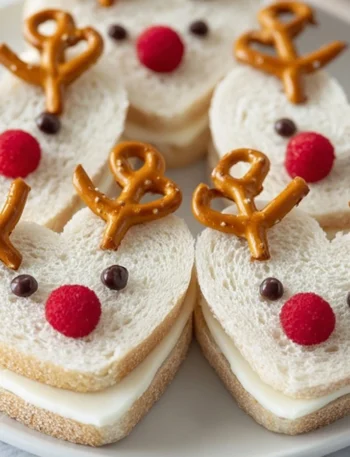 Heart-shaped Reindeer Sandwich Recipe Make Heart Reindeer Sandwiches For Children Best Bread For Heart-shaped Sandwiches D...