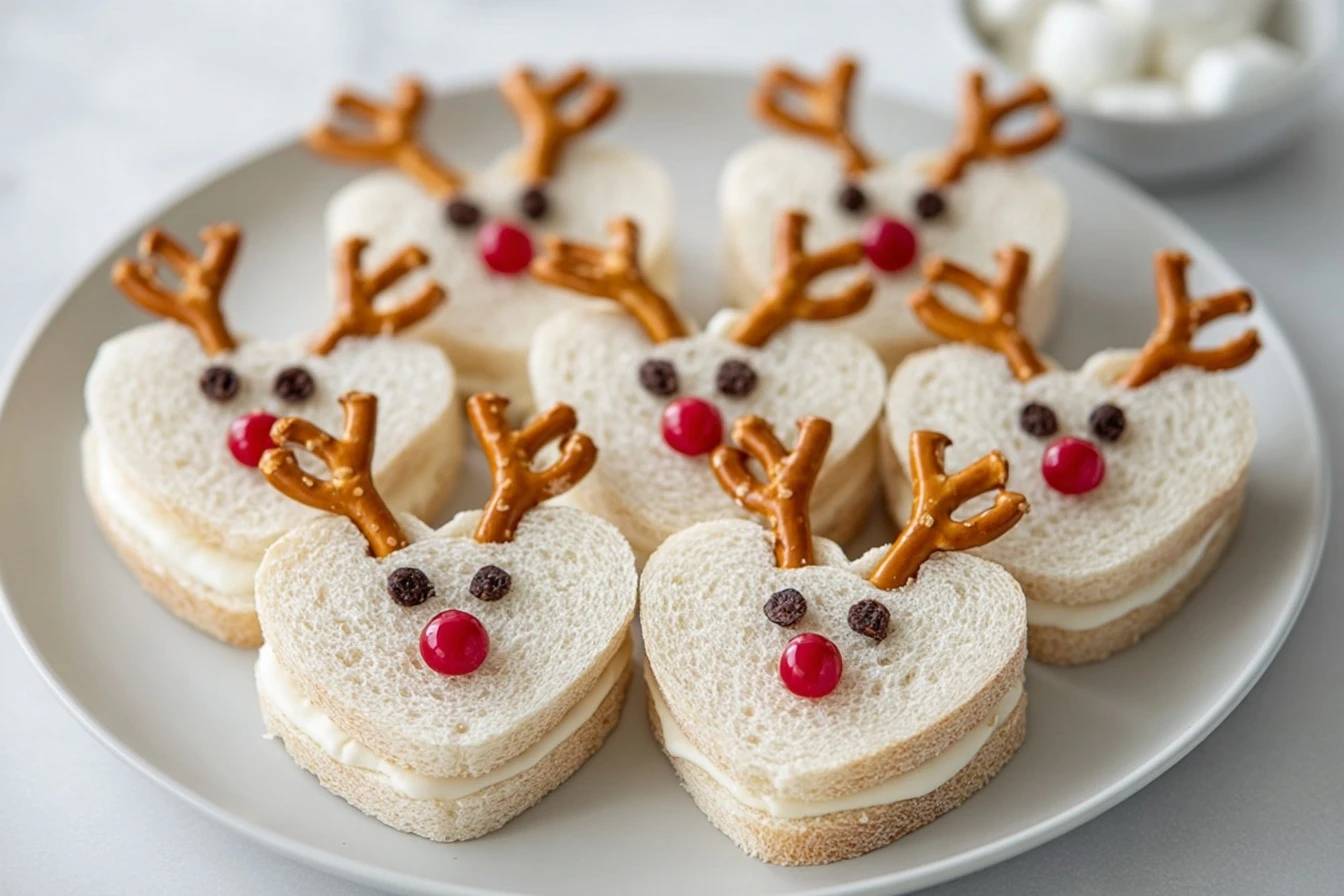 Heart-shaped Reindeer Sandwich Recipe Make Heart Reindeer Sandwiches For Children Best Bread For Heart-shaped Sandwiches D...