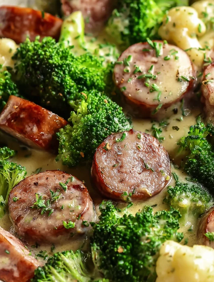 Keto Broccoli Cauliflower Sausage Recipe Low Carb Broccoli Cauliflower Sausage Bake Easy Keto Sausage With Broccoli And Ca...