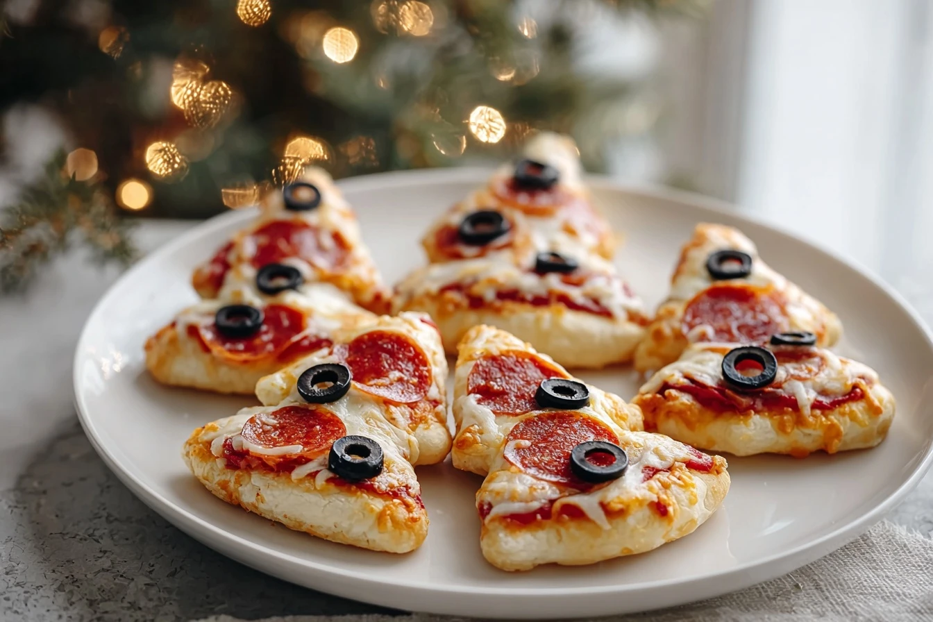 Mini Christmas Tree Pizza Recipe Easy Christmas Tree Pizzas For Parties Cheesy Christmas Tree Mini Pizzas Cute Holiday Par...