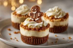 Mini No-Bake Gingerbread Cheesecakes with Gingerbread Man Topper