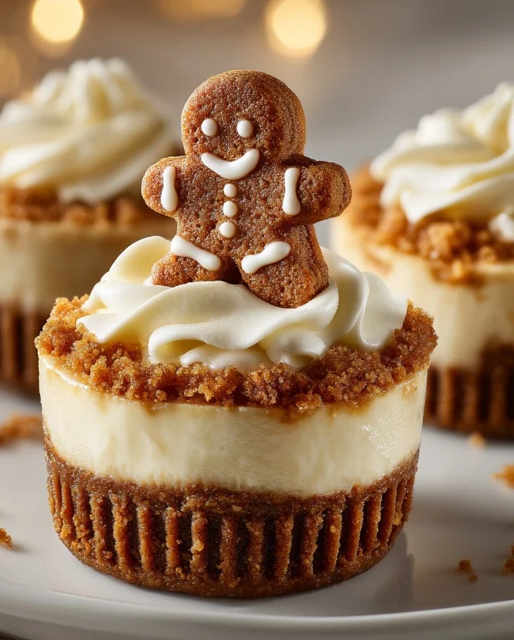 Mini No-bake Gingerbread Cheesecake Recipe Easy Mini Gingerbread Cheesecakes No-bake Gingerbread Man Cheesecake Topper Ide...