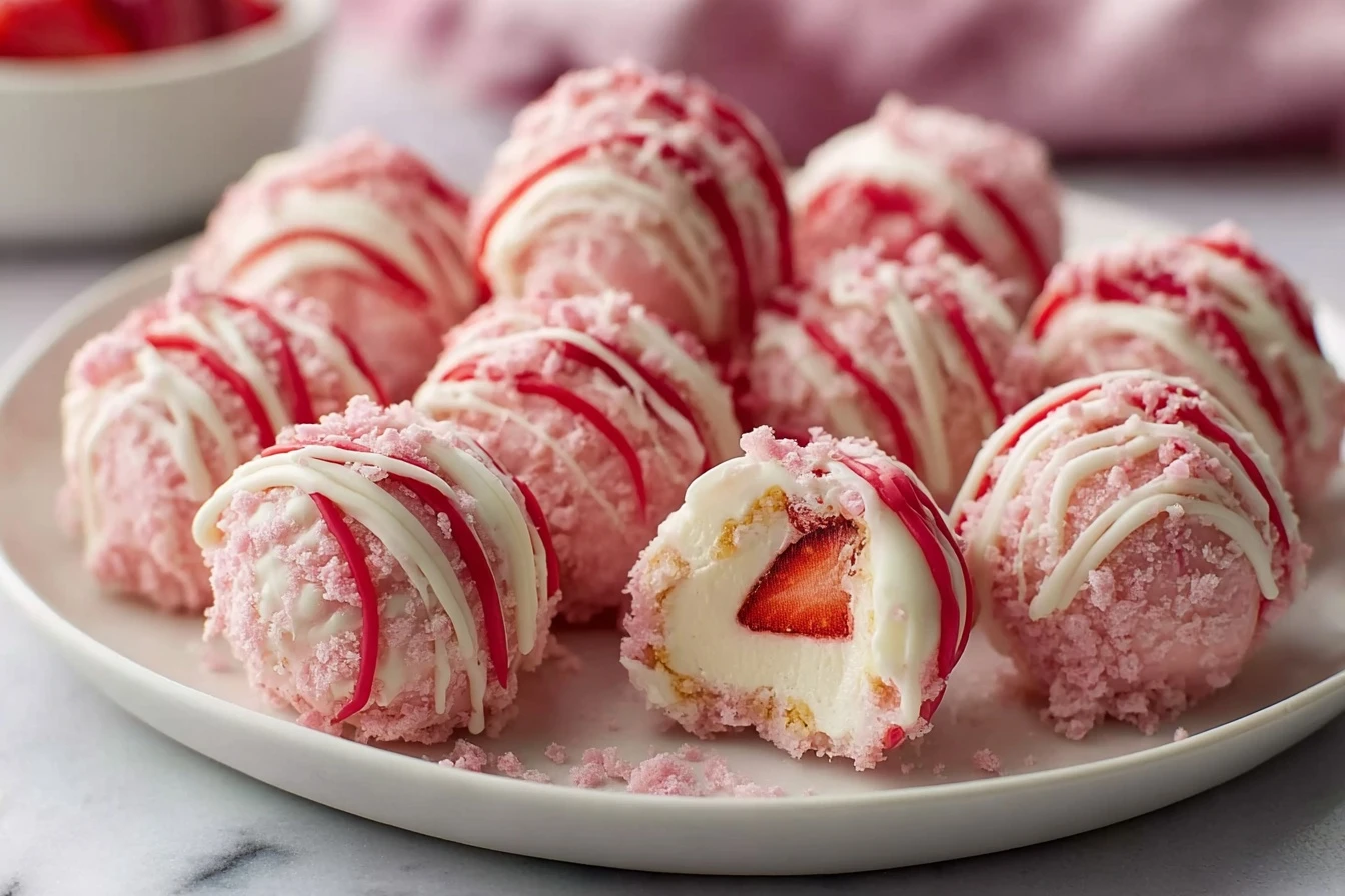 No Bake Strawberry Cheesecake Bites Recipe Easy Strawberry Cheesecake Bites No Bake Quick No Bake Cheesecake Bites Strawbe...