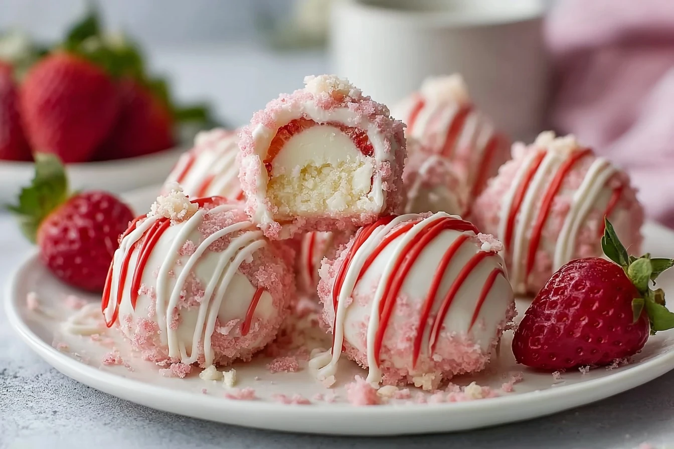 No Bake Strawberry Cheesecake Bites Recipe Easy Strawberry Cheesecake Bites No Bake Quick No Bake Cheesecake Bites Strawbe...