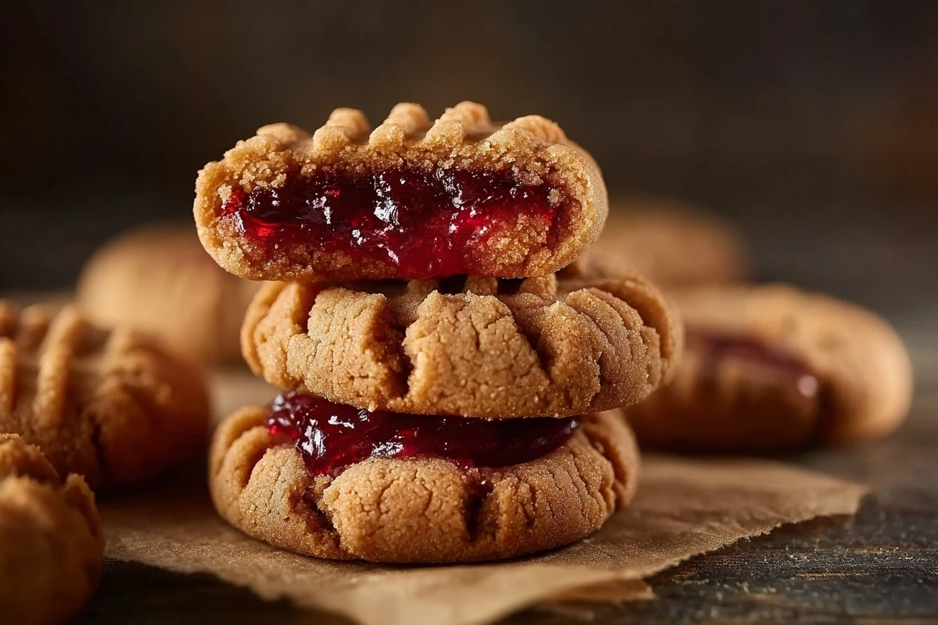 Peanut Butter Jelly Cookie Recipe Easy PB&J Cookie Recipe Homemade Peanut Butter Jelly Cookies Best Peanut Butter And Jell...