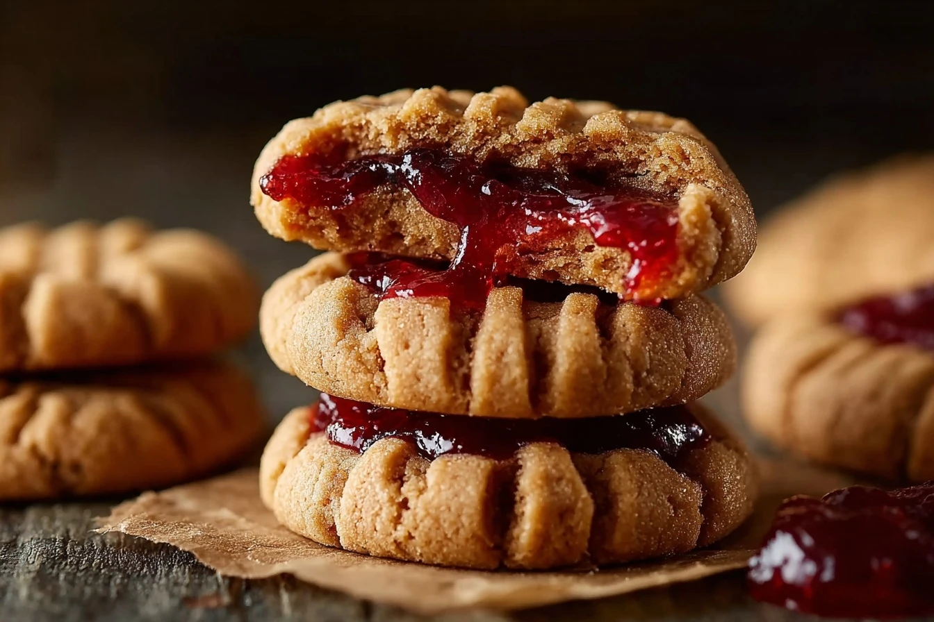 Peanut Butter Jelly Cookie Recipe Easy PB&J Cookie Recipe Homemade Peanut Butter Jelly Cookies Best Peanut Butter And Jell...