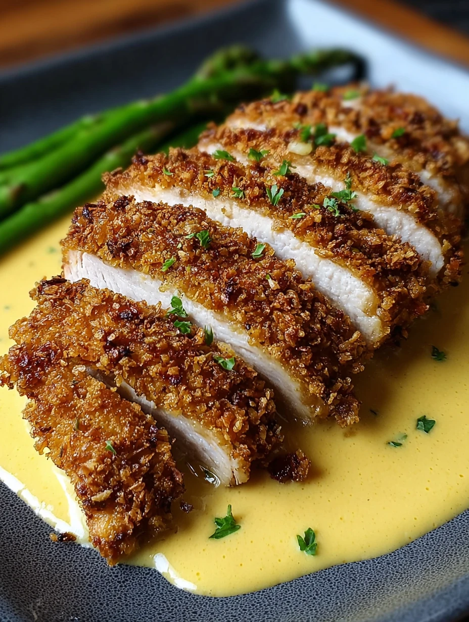 Pretzel Crusted Chicken Recipe Easy Pretzel Chicken With Cheddar Sauce How To Make Pretzel Crusted Chicken Best Mustard Sa...