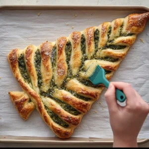 Pull-Apart Basil Pesto and Cheese Puff Pastry Christmas Tree