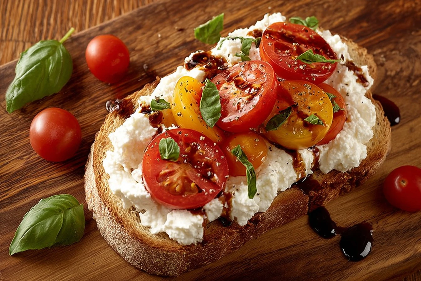 Quick Cottage Cheese Caprese Toast Recipe Easy 10 Minute Caprese Toast Healthy Breakfast Cottage Cheese Toast Cottage Chee...