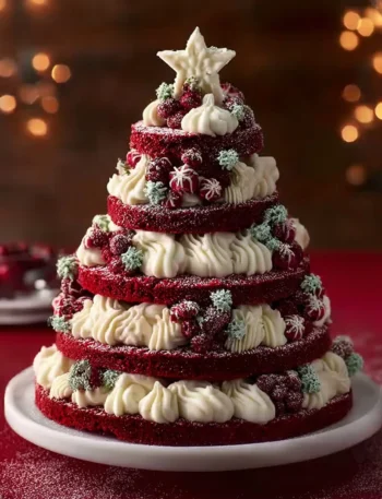 Red Velvet Christmas Cake Recipe Holiday Layer Cake Tutorial DIY Red Velvet Christmas Tree Cake Red Velvet Holiday Cake Id...