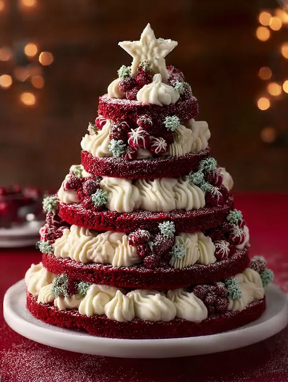 Red Velvet Christmas Cake Recipe Holiday Layer Cake Tutorial DIY Red Velvet Christmas Tree Cake Red Velvet Holiday Cake Id...