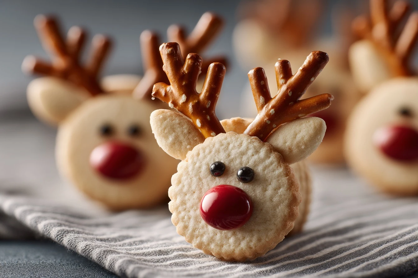 Rudolph Wafer Reindeer Cookies Recipe Easy Rudolph Cookies For Kids Cute Christmas Snacks For Children How To Make Reindee...