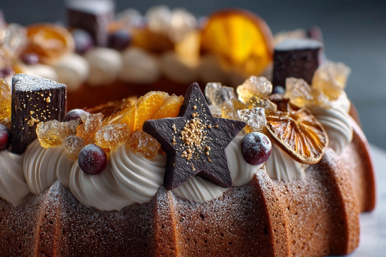 Rustic Gingerbread Wreath Cake Recipe Spiced Caramel Frosting Techniques How To Make Dried Orange Decorations Gingerbread ...